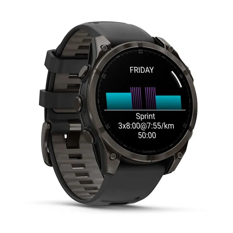 Garmin Reloj para hombre FENIX 8 47mm Zafiro Amoled Titanio con revestimiento de DLC con correa de silicona negra/gris  ref: 010-02904-21