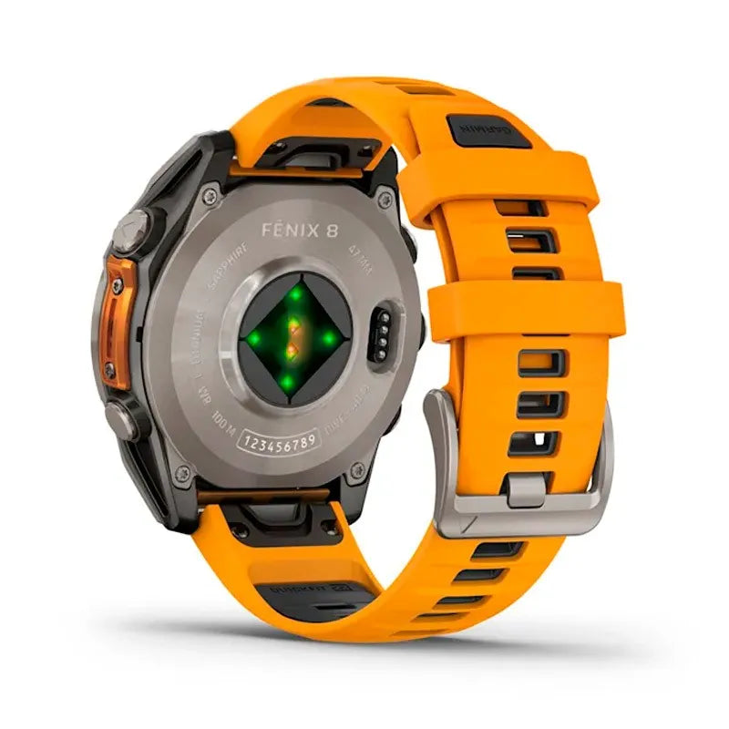 Garmin Reloj para hombre FENIX 8 47mm Zafiro Amoled Titanio con correa de silicona naranja ref: 010-02904-11