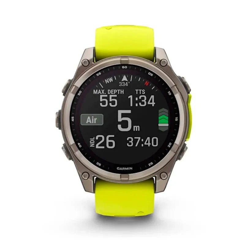 Garmin Reloj para hombre FENIX 8 47mm Zafiro Solar TFT Titanio con correa de silicona amarilla ref: 010-02906-21