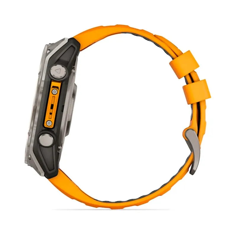 Garmin Reloj para hombre FENIX 8 51mm Zafiro Amoled Titanio con correa de silicona naranja ref: 010-02905-11