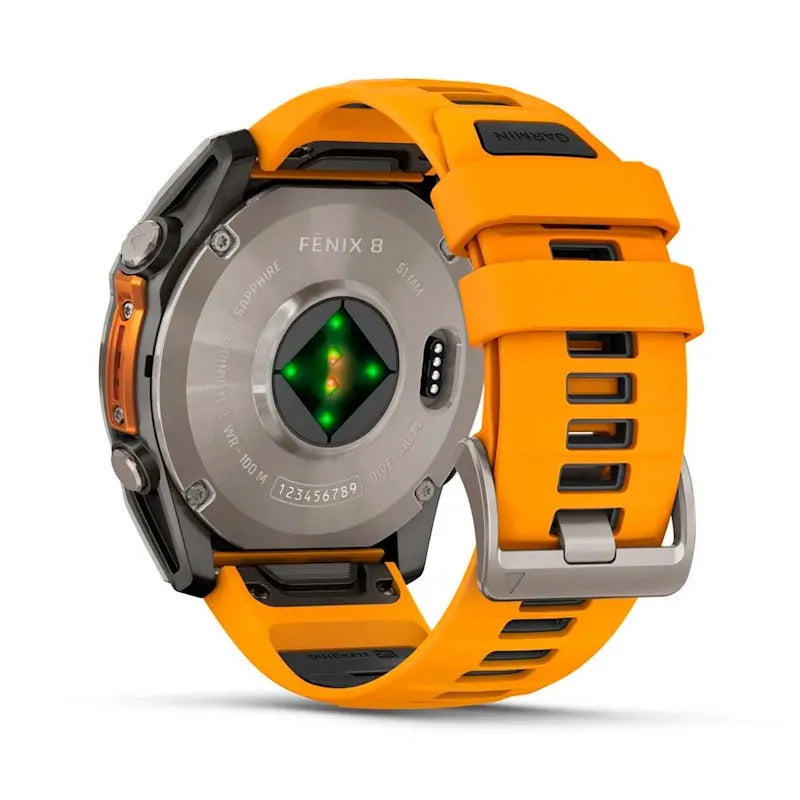 Garmin Reloj para hombre FENIX 8 51mm Zafiro Amoled Titanio con correa de silicona naranja ref: 010-02905-11